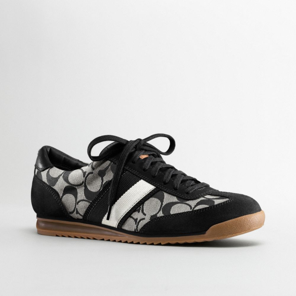 COACH BRUCE SIGNATURE SNEAKER - BLACK/WHITE/BLACK TRIM - q763