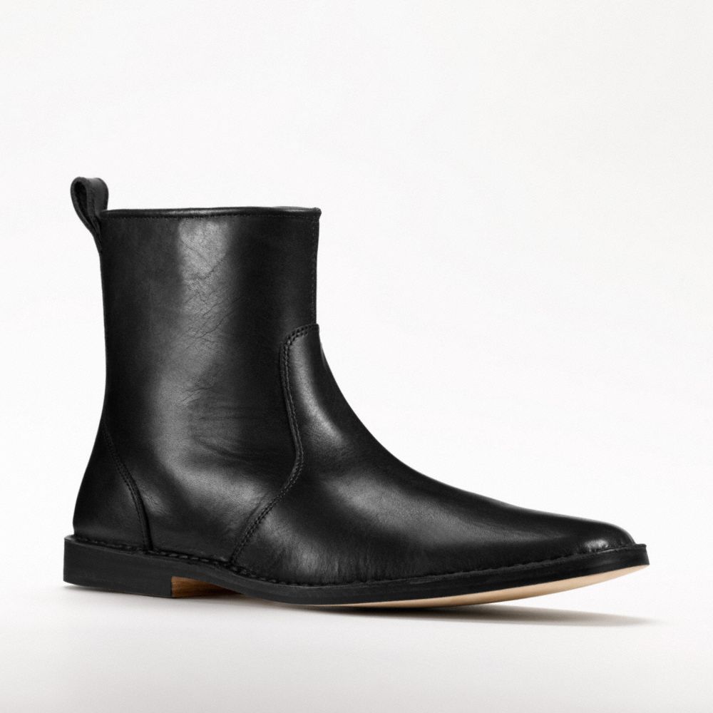 COACH JEREMY LEATHER-SIDE ZIP BOOT - BLACK - Q776