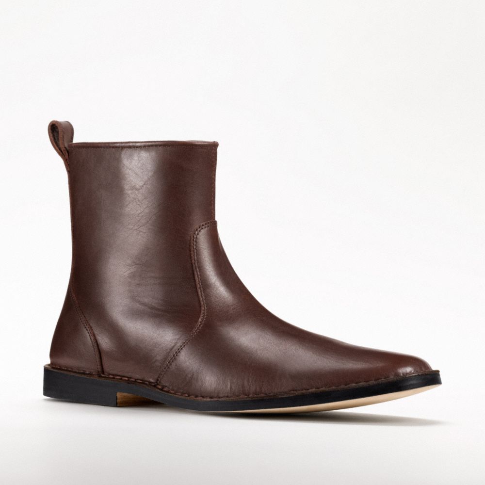 COACH JEREMY LEATHER-SIDE ZIP BOOT - BROWN - Q776