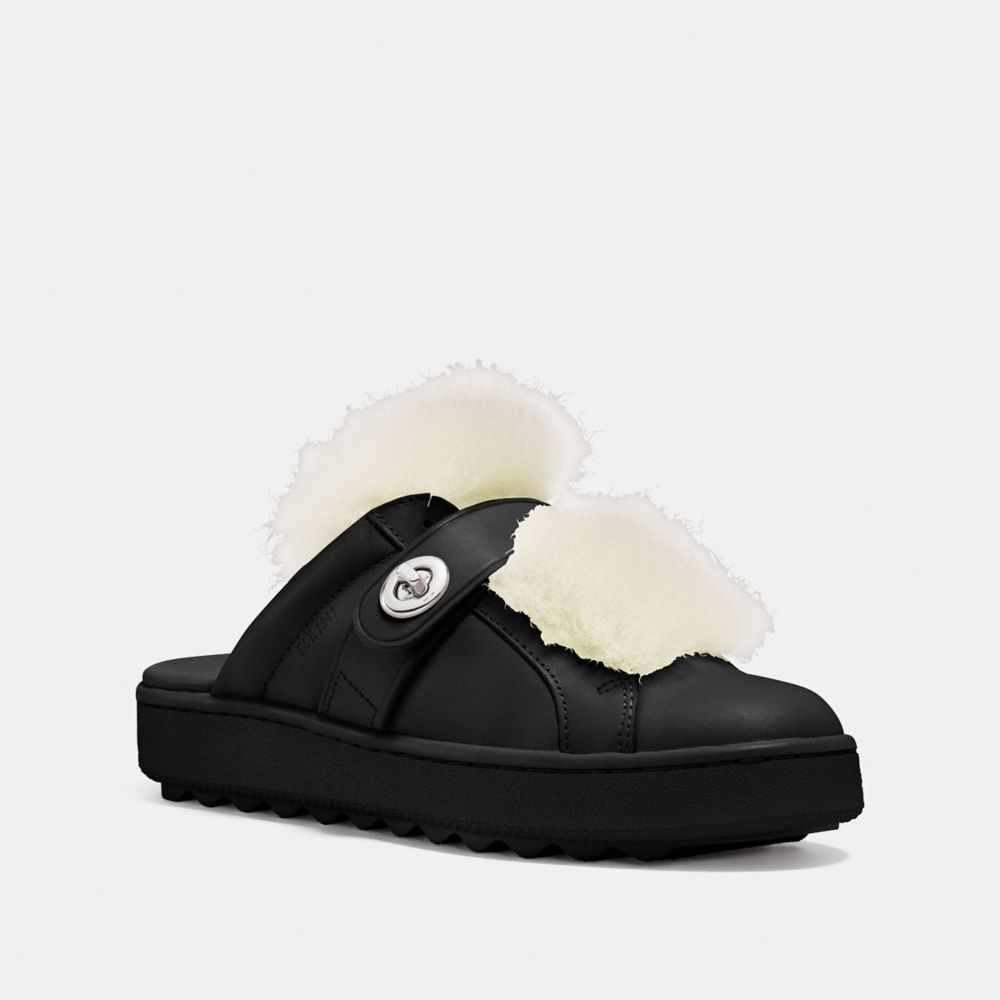 COACH Q8117 Lo Top Slide Sneaker BLACK/NATURAL