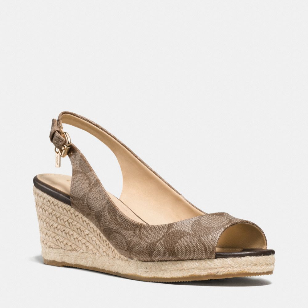 COACH HARMONY ESPADRILLE WEDGE - KHAKI - q8155