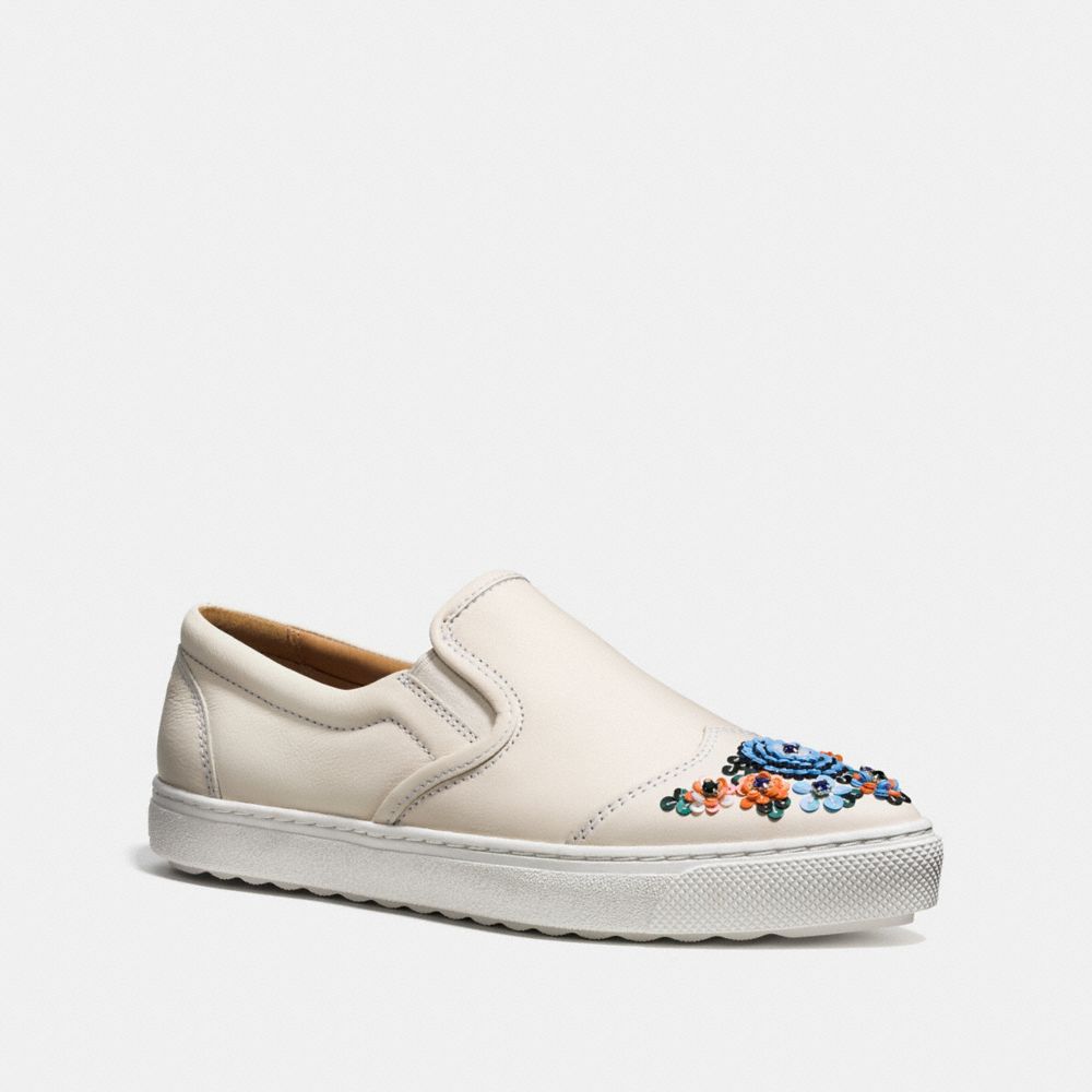 COACH EMBELLISHED C103 SNEAKER - CHALK - q8675