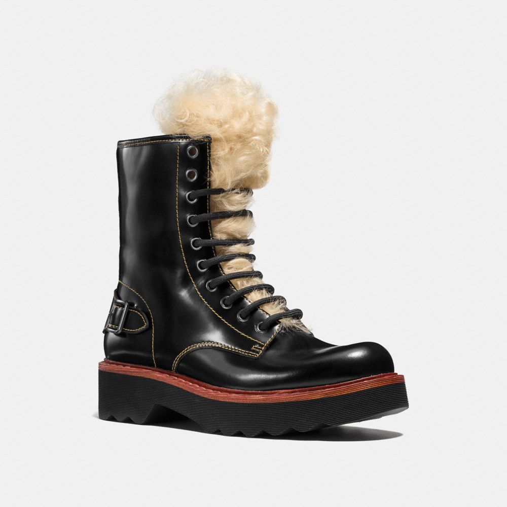 COACH Q8803 MOTO HIKER BOOT WITH SHEARLING BLACK