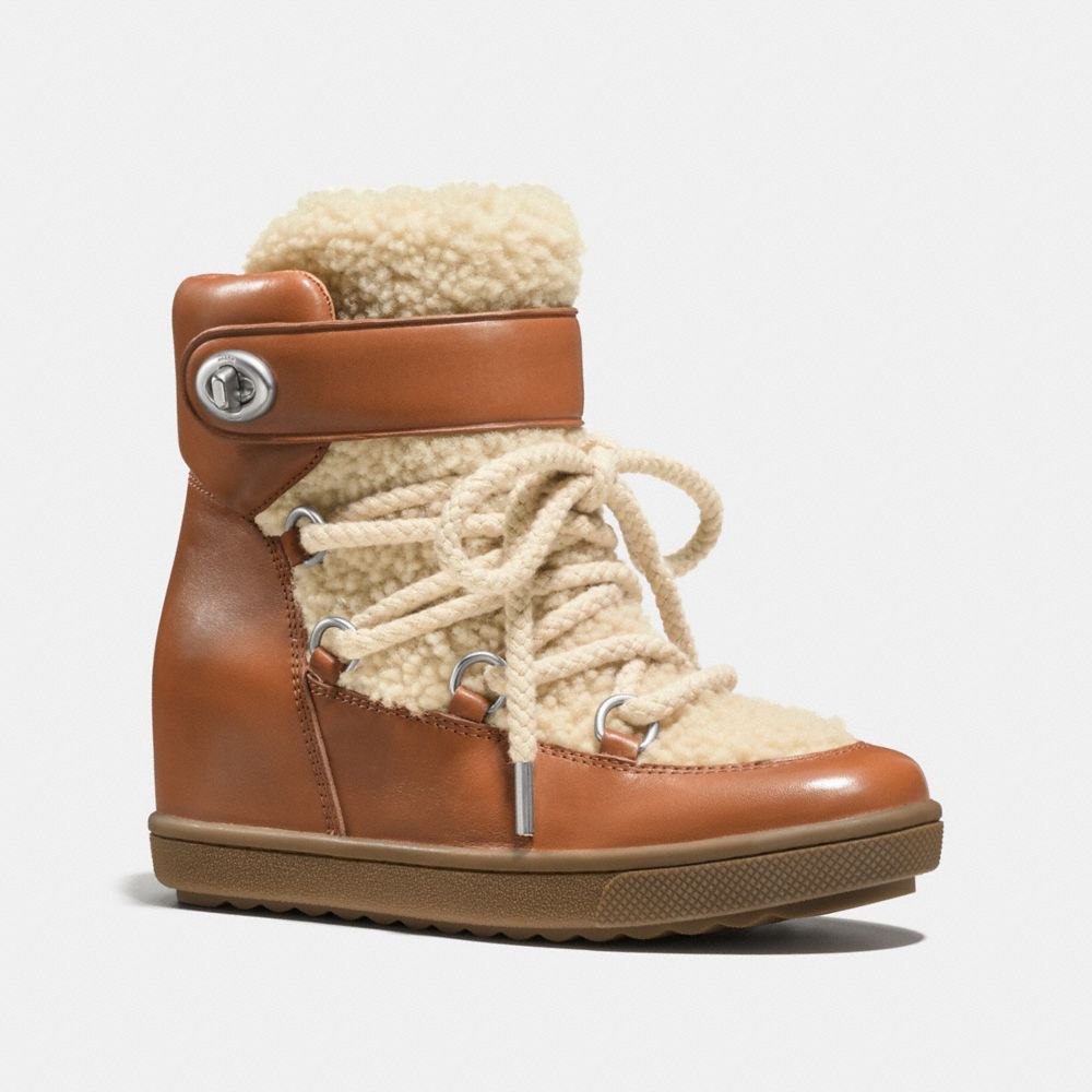 COACH Q8829 - MONROE SHEARLING BOOTIE SADDLE/NATURAL