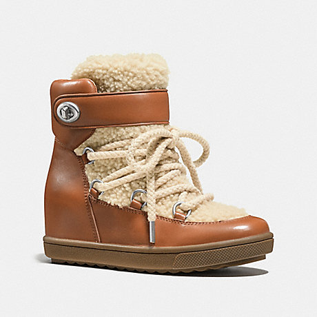 COACH MONROE SHEARLING BOOTIE - SADDLE/NATURAL - Q8829