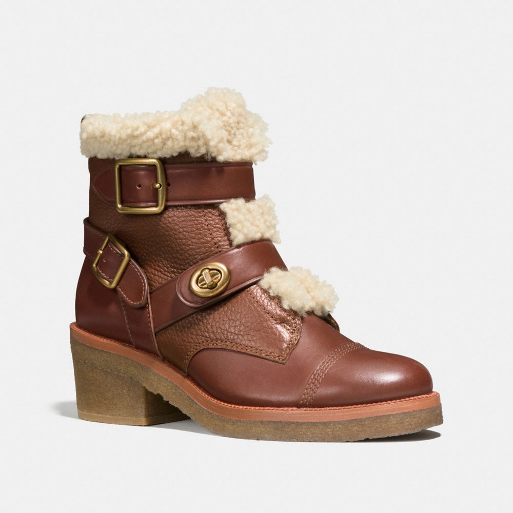 COACH Q8868 Preston Bootie DARK SADDLE/NATURAL