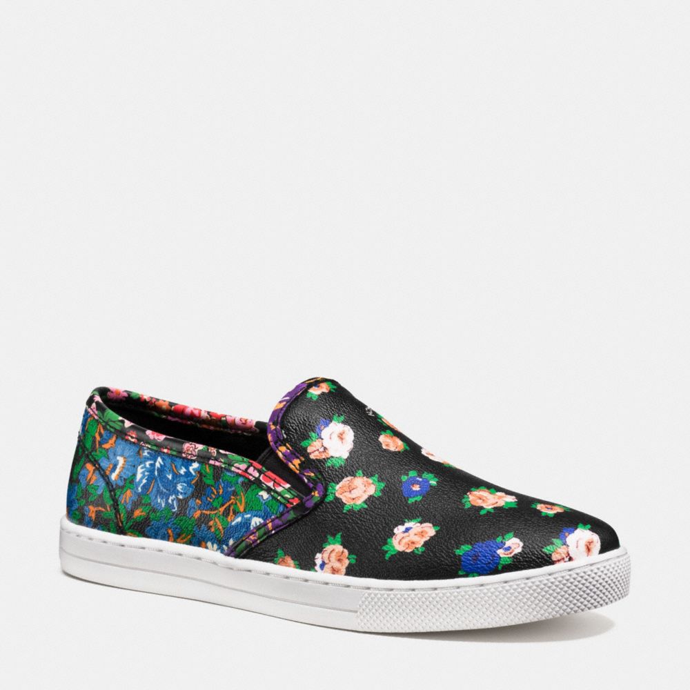 COACH Q9100 PARKSIDE SLIP ON SNEAKER BLACK/BLACK-BLUE