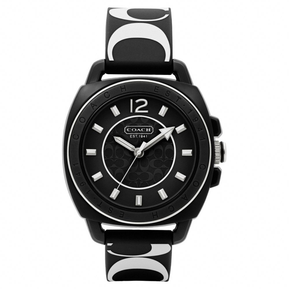 BOYFRIEND PRINTED RUBBER STRAP - BLACK/WHITE - COACH W1000