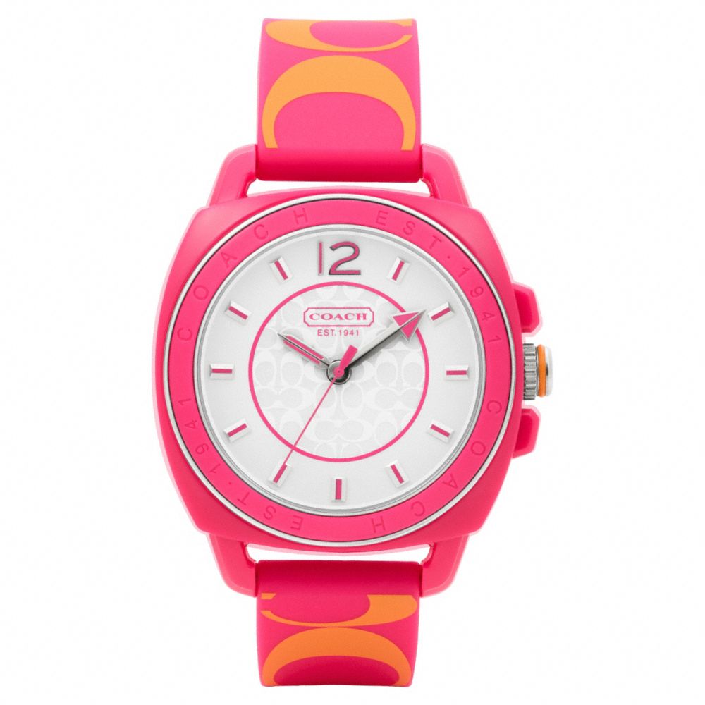 COACH W1000 - BOYFRIEND PRINTED RUBBER STRAP WATCH PINK/ORANGE