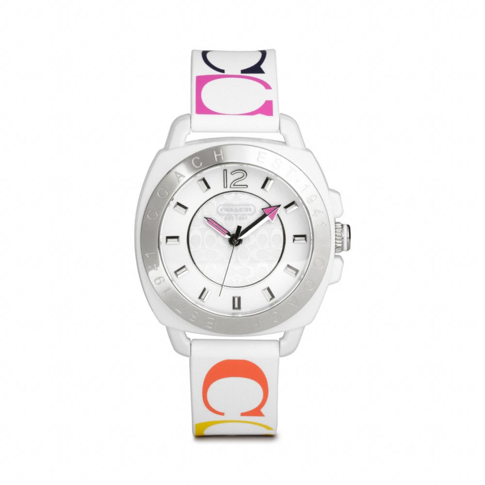 COACH W1000 Boyfriend Silicon Rubber Strap Watch WHITE/MULTICOLOR