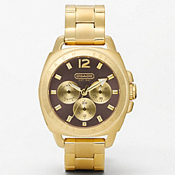 COACH W1002 Boyfriend Gold Plated Color Dial Bracelet Watch BROWN