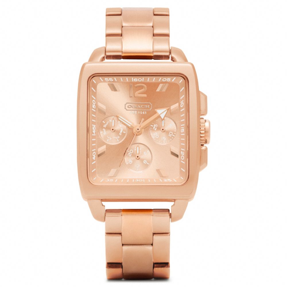 COACH w1007 BOYFRIEND SQUARE ROSEGOLD BRACELET WATCH 