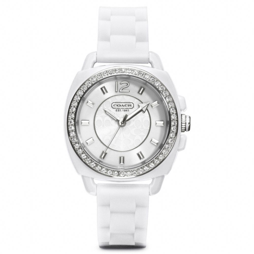 COACH BOYFRIEND CRYSTAL STAINLESS STEEL RUBBER STRAP WATCH - ONE COLOR - W1024
