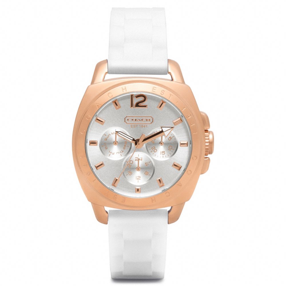 COACH BOYFRIEND ROSE GOLD RUBBER STRAP WATCH -  - w1039