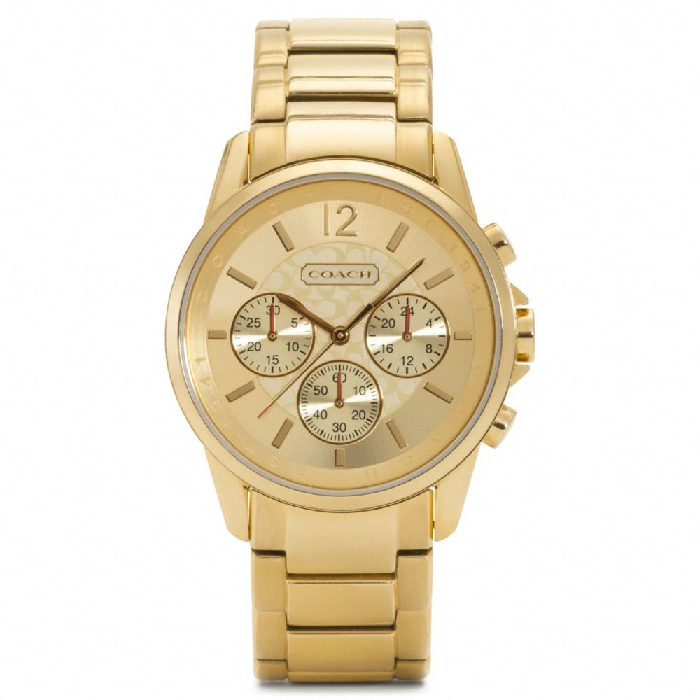 COACH W1070 Signature Chrono Gold Plated Bracelet Watch 