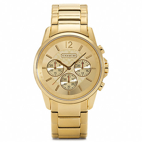 COACH W1070 SIGNATURE CHRONO GOLD PLATED BRACELET WATCH ONE-COLOR