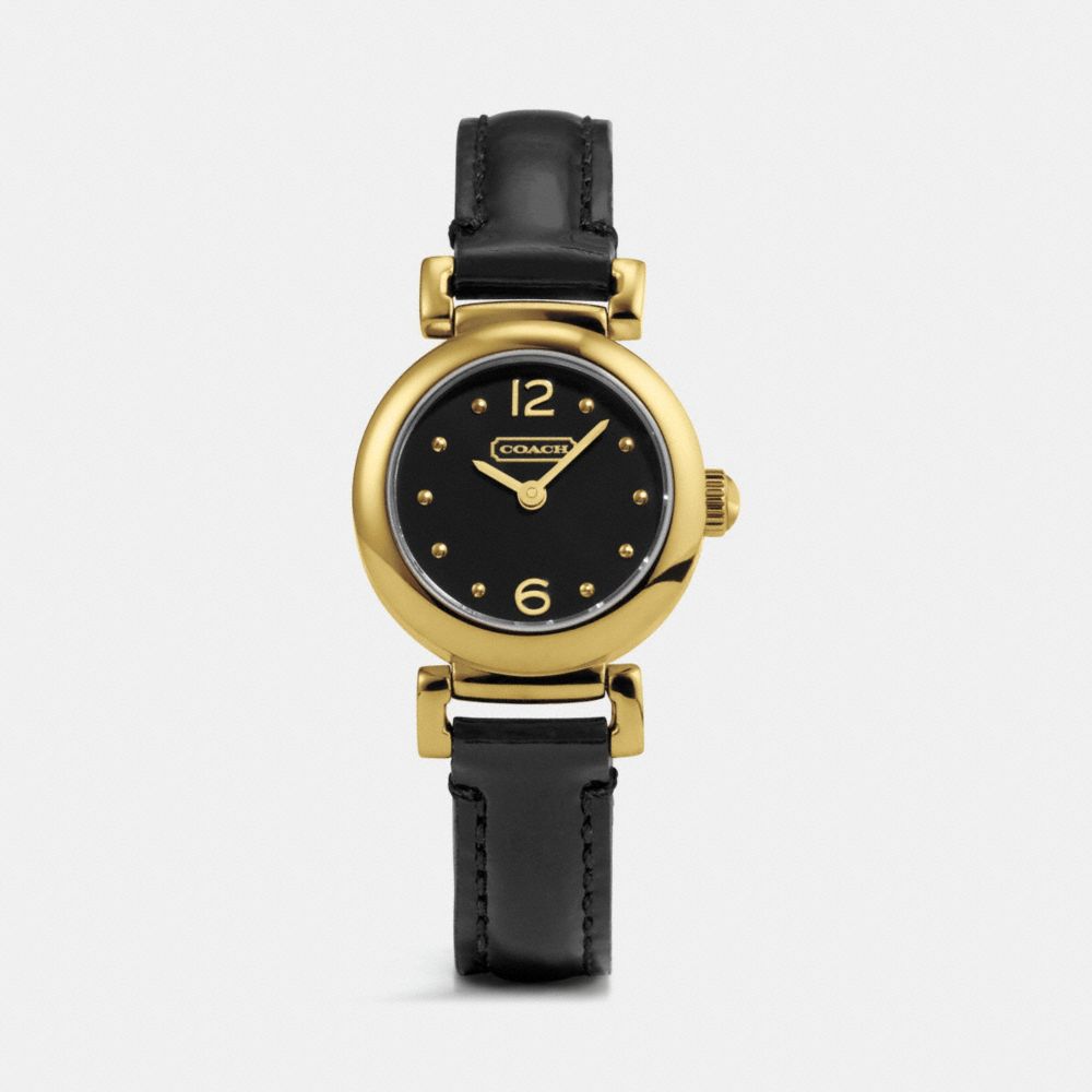 MADISON GOLD PLATED LEATHER STRAP WATCH - BLACK - COACH W1155