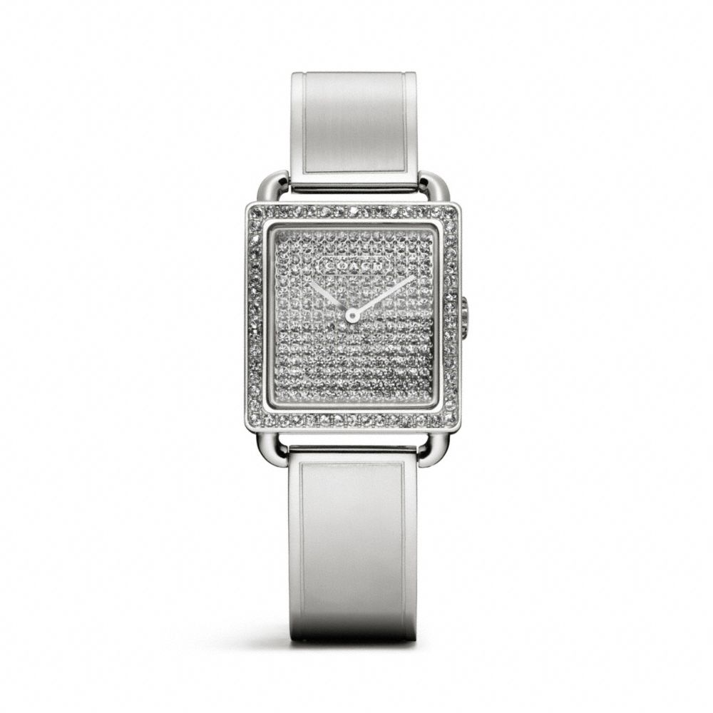 COACH w1193 STAINLESS STEEL PAVE BANGLE WATCH 