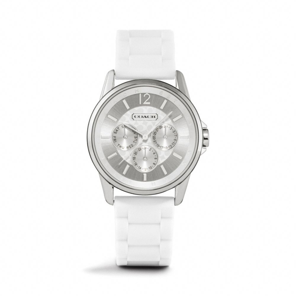 CLASSIC SIGNATURE SPORT STAINLESS STEEL RUBBER STRAP - WHITE - COACH W1204