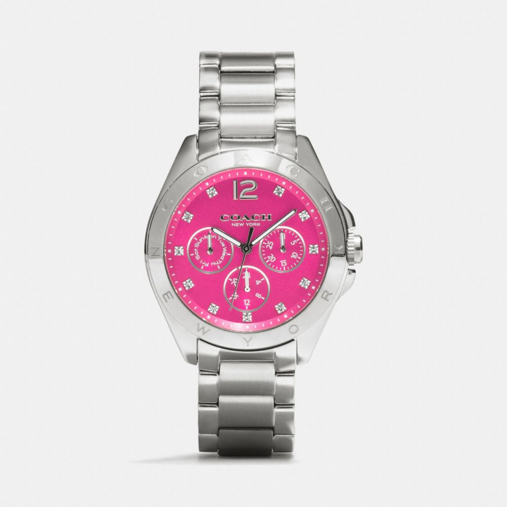 COACH TRISTEN STAINLESS STEEL COLOR DIAL BRACELET - FUCHSIA - w1206