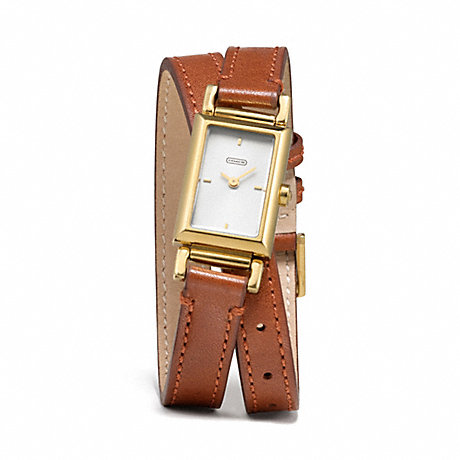 COACH MADISON GOLD PLATED DOUBLE WRAP STRAP WATCH -  BROWN - w1218