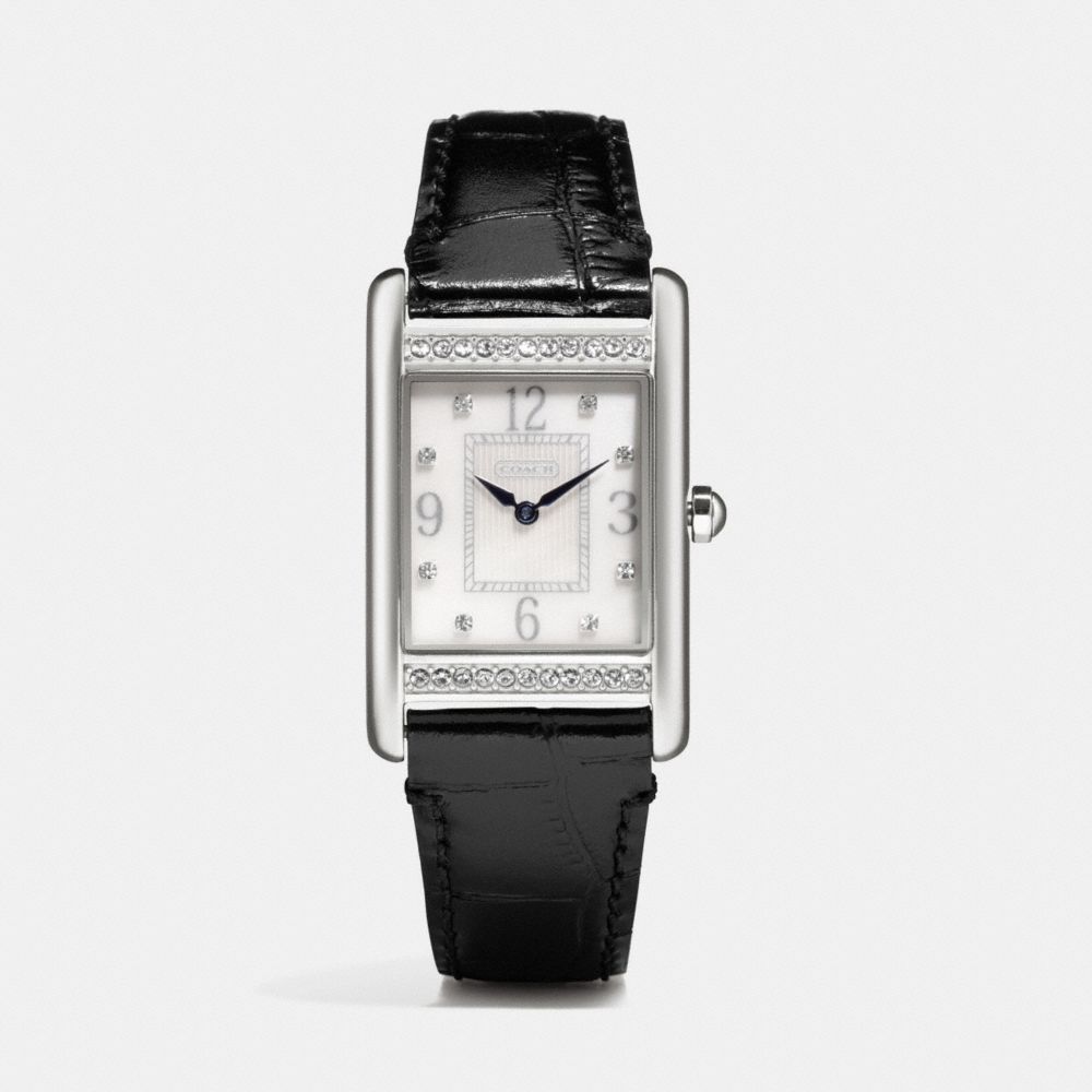 COACH W1223 Lexington Large Crystal Stainless Steel Strap Watch  BLACK