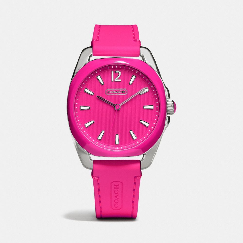 TEAGAN STAINLESS STEEL AND SILICON RUBBER STRAP WATCH - w1244 -  PINK