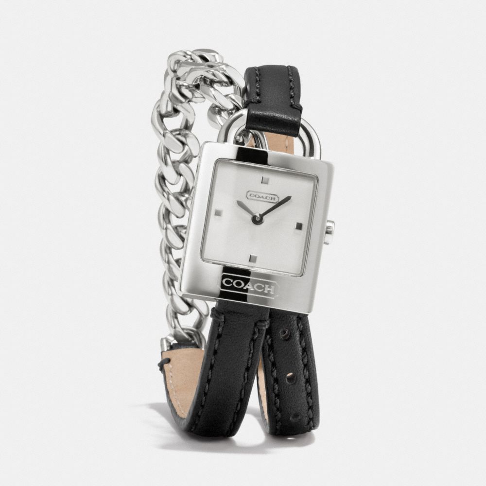 COACH W1251 Tori Stainless Steel Chain Double Wrap Watch BLACK