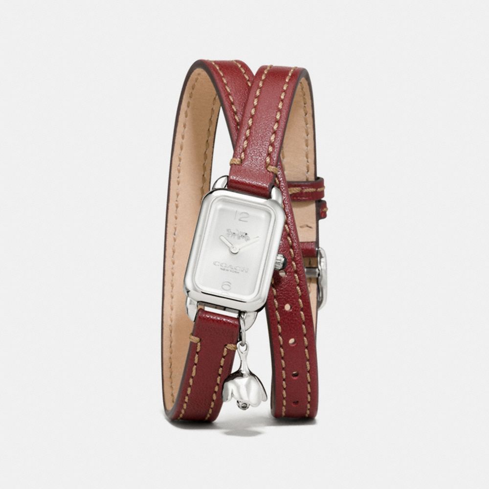 COACH W1256 Ludlow Double Wrap Watch With Charm, 17mm X 24mm CHERRY