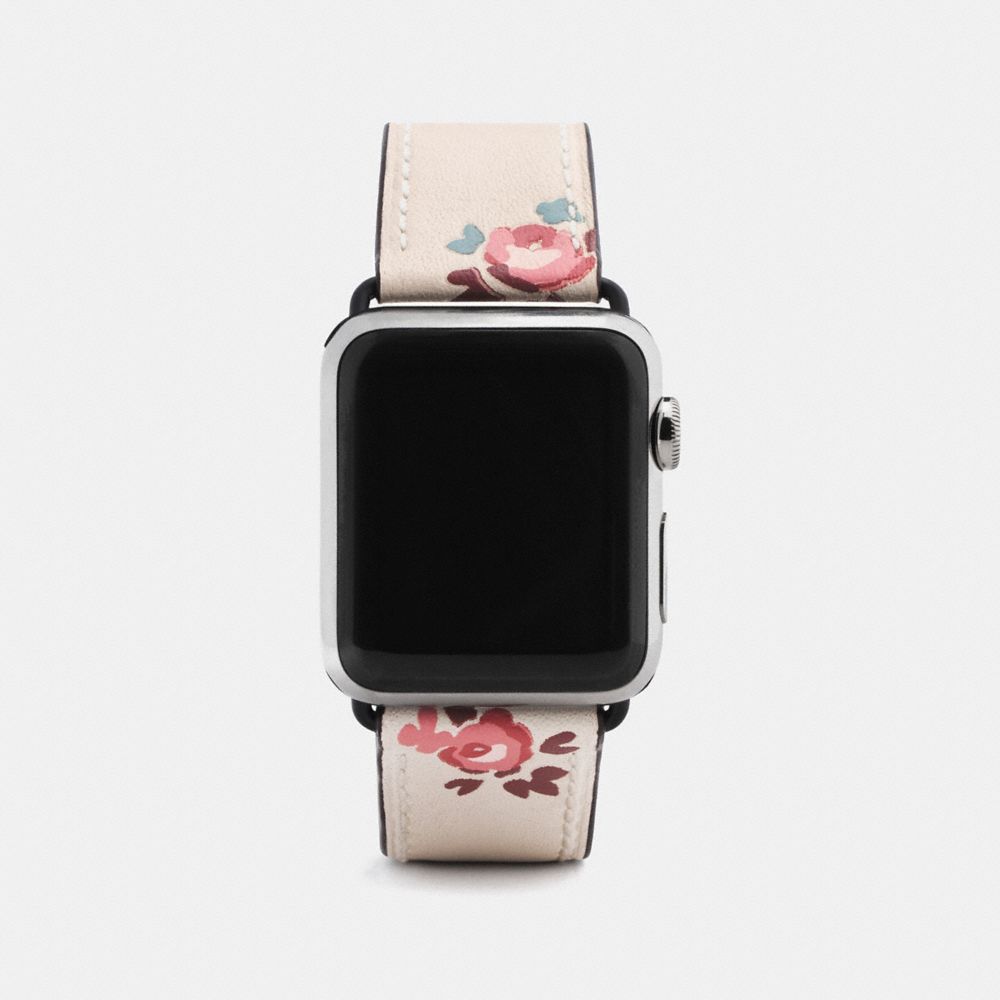 COACH W1297+CUF++WMN Apple WatchÂ® Strap With Prints SILVER/CHALK