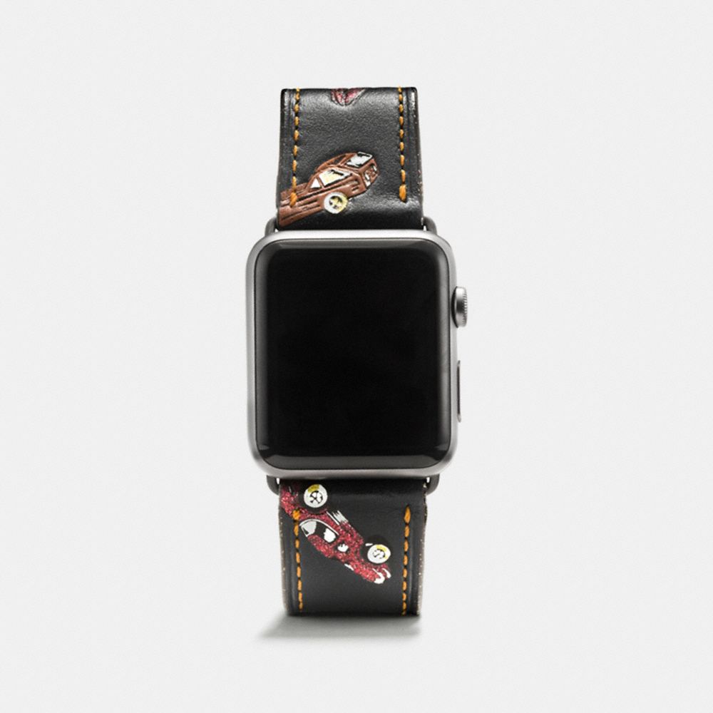 COACH W1299+BLC++WMN - APPLE WATCHÂ® STRAP WITH CAR PRINT BLACK MULTI