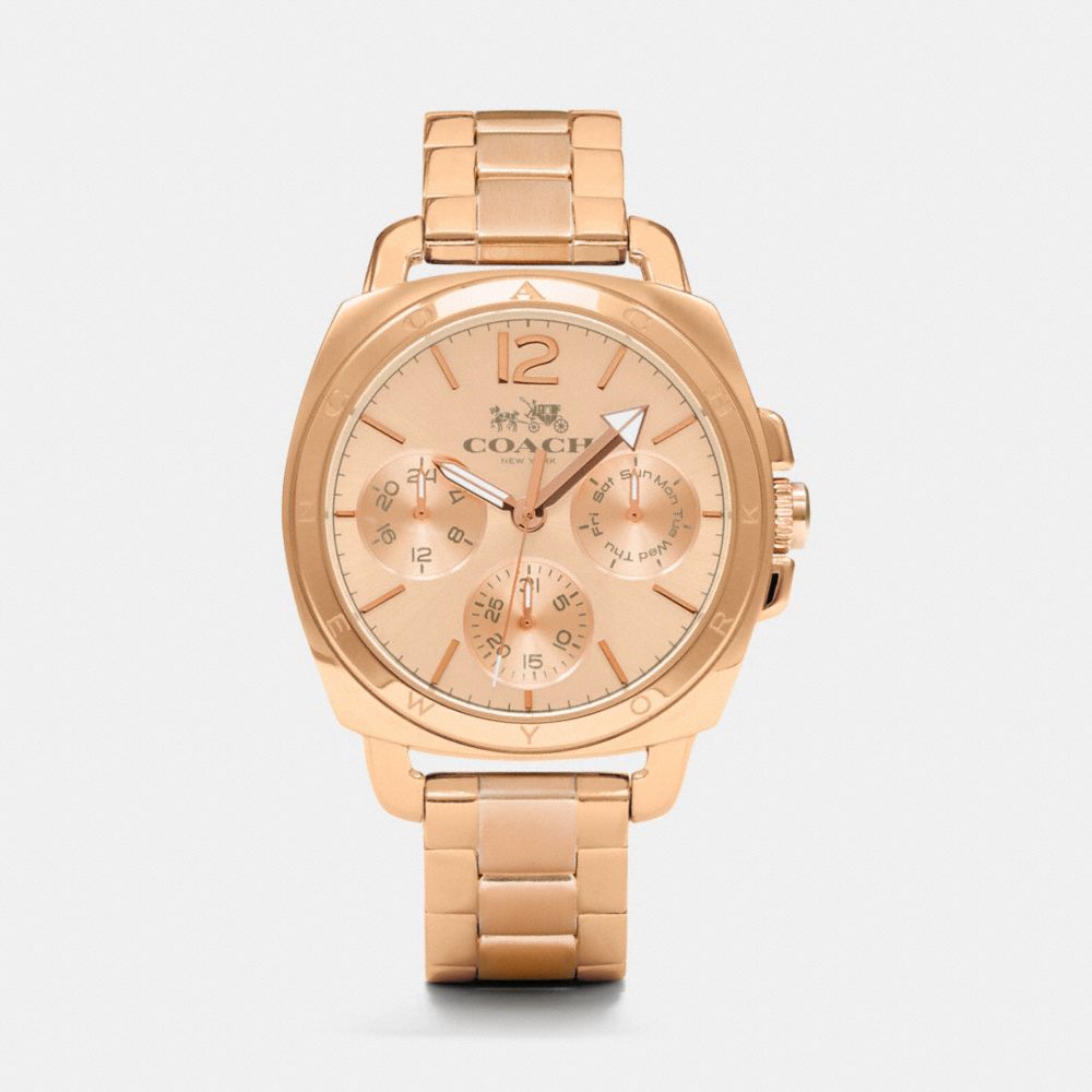 COACH W1360 Boyfriend Small Rose Gold Plated Multifunction Bracelet Watch ROSEGOLD