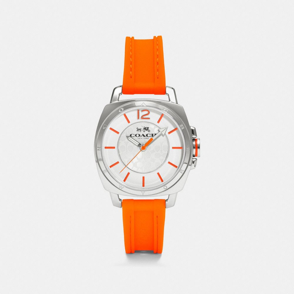 COACH W1362 C.o.a.c.h. Boyfriend Stainless Steel Rubber Strap Watch  FLUORESCENT ORANGE