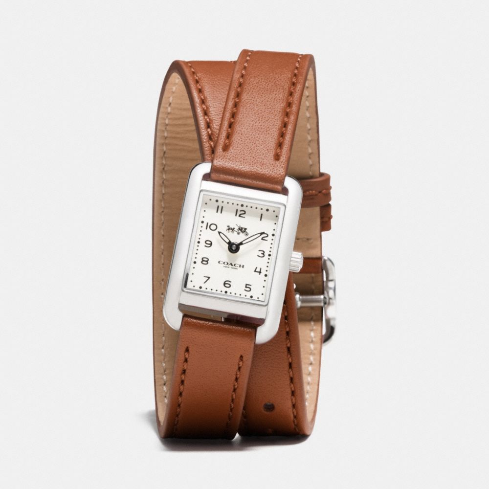 COACH W1425 Thompson Stainless Steel Double Wrap Watch SADDLE