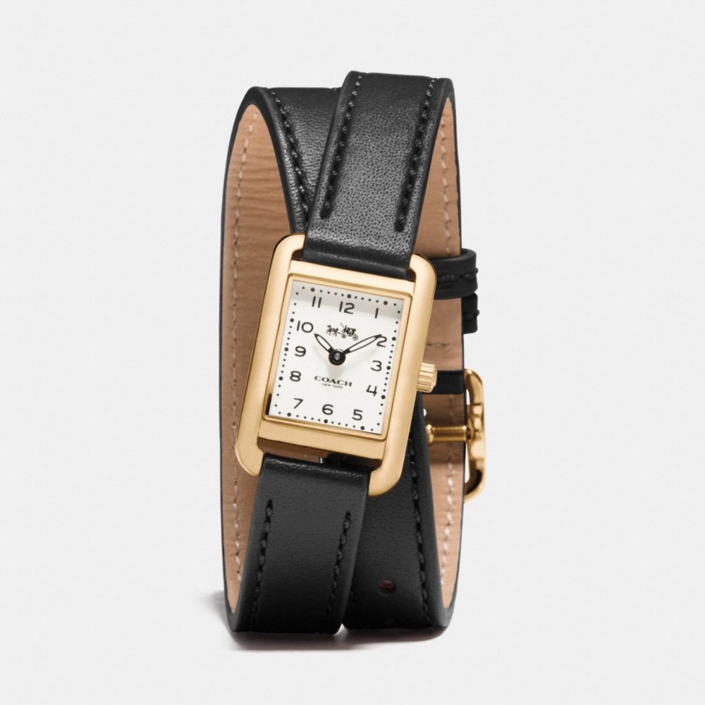 COACH w1426 THOMPSON GOLD PLATED DOUBLE WRAP WATCH BLACK