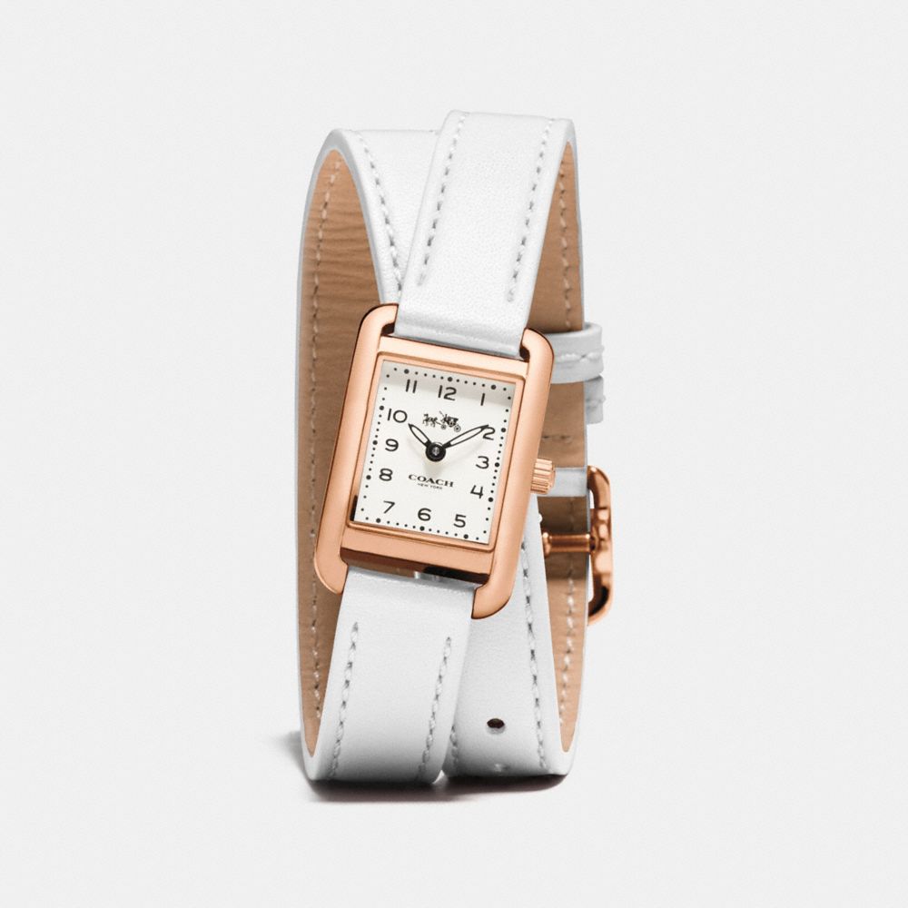 COACH w1427 THOMPSON ROSE GOLD PLATED DOUBLE WRAP WATCH WHITE