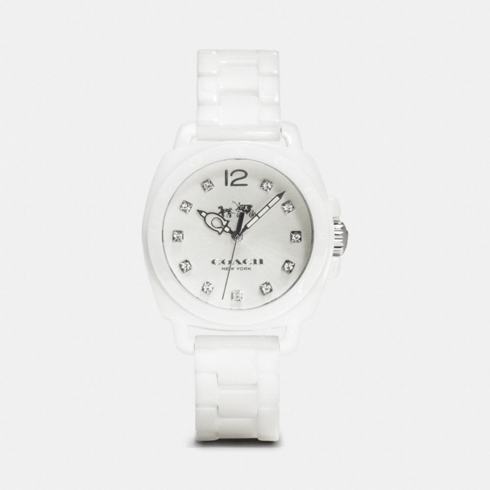 COACH W1498 Boyfriend 34mm Ceramic Bracelet Watch WHITE