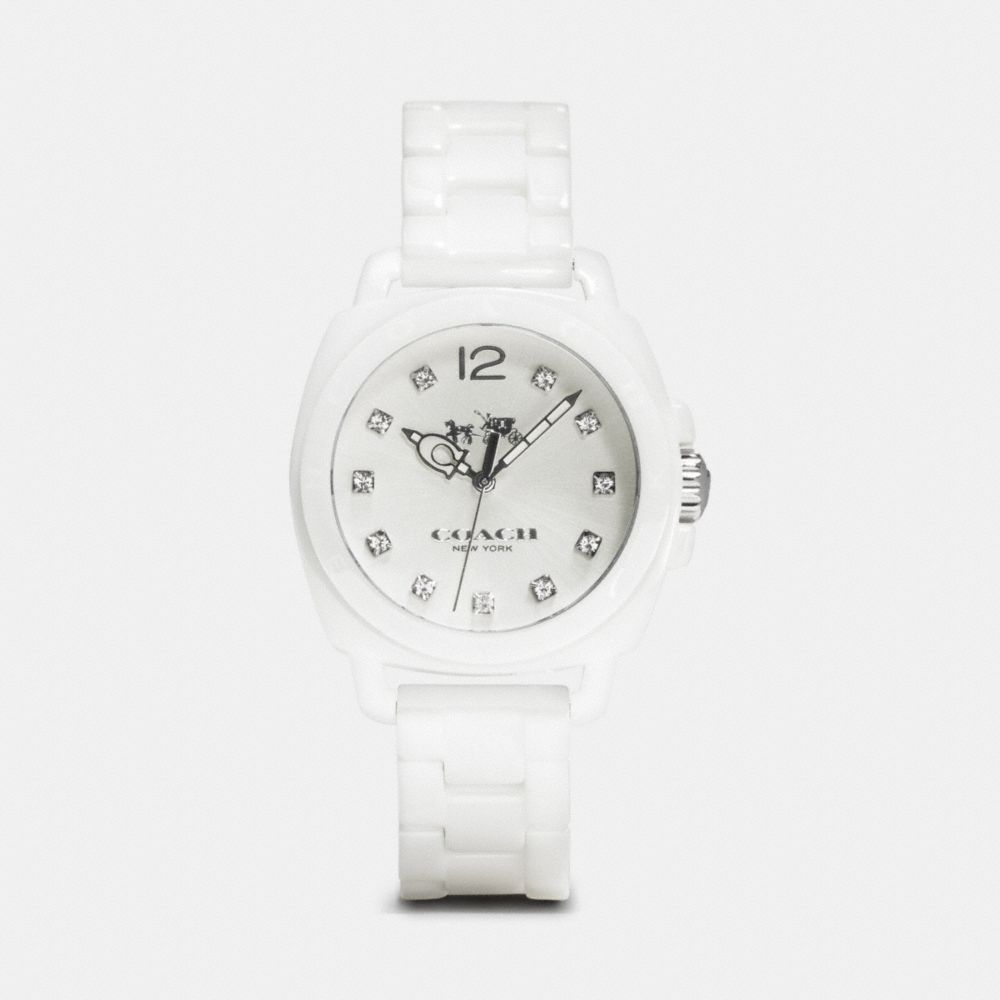 COACH w1498 BOYFRIEND 34MM CERAMIC BRACELET WATCH WHITE