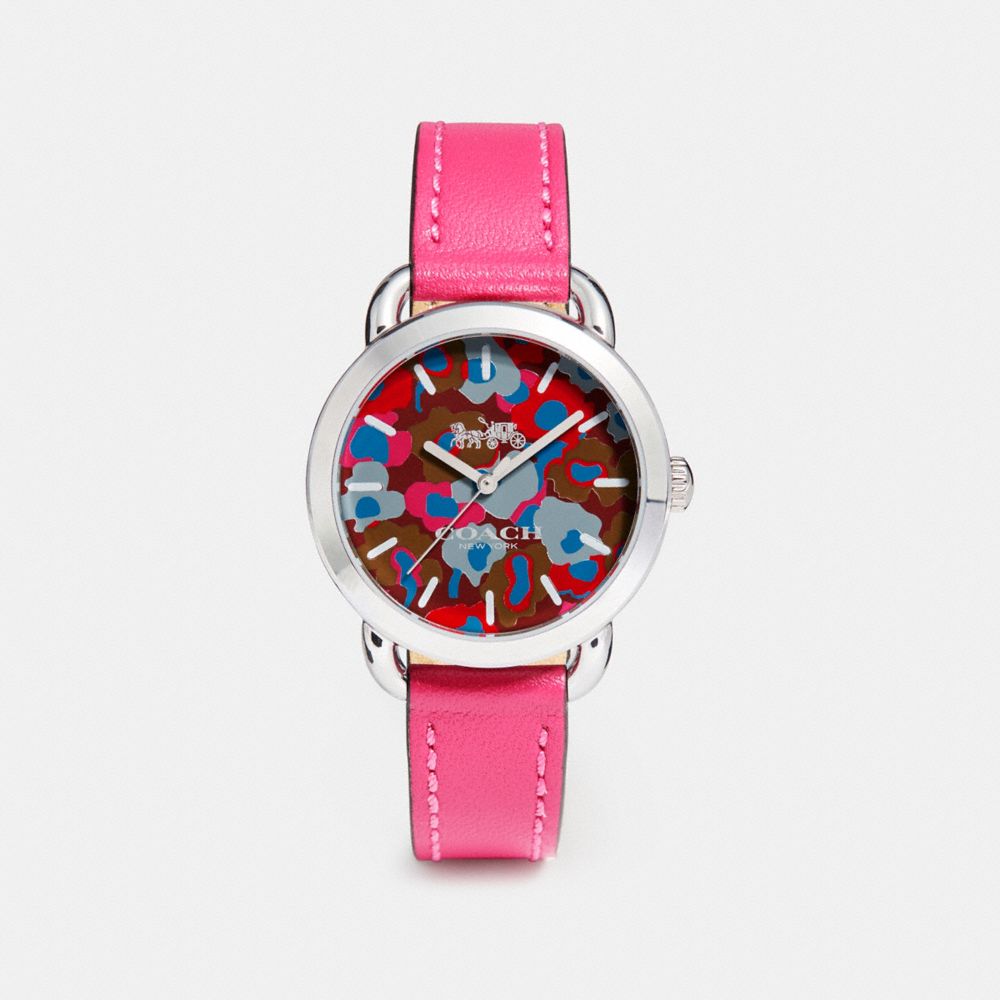 LEX LEATHER STRAP WATCH WITH PRINTED DIAL - COACH w1534 -  MAGENTA