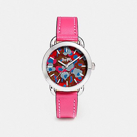 COACH W1534 LEX LEATHER STRAP WATCH WITH PRINTED DIAL MAGENTA