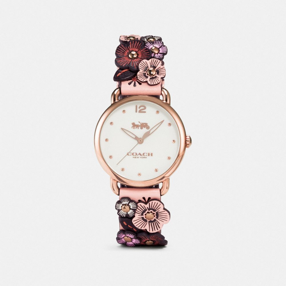 COACH W1539 - DELANCEY WATCH WITH FLORAL APPLIQUE, 36MM NUDE PINK
