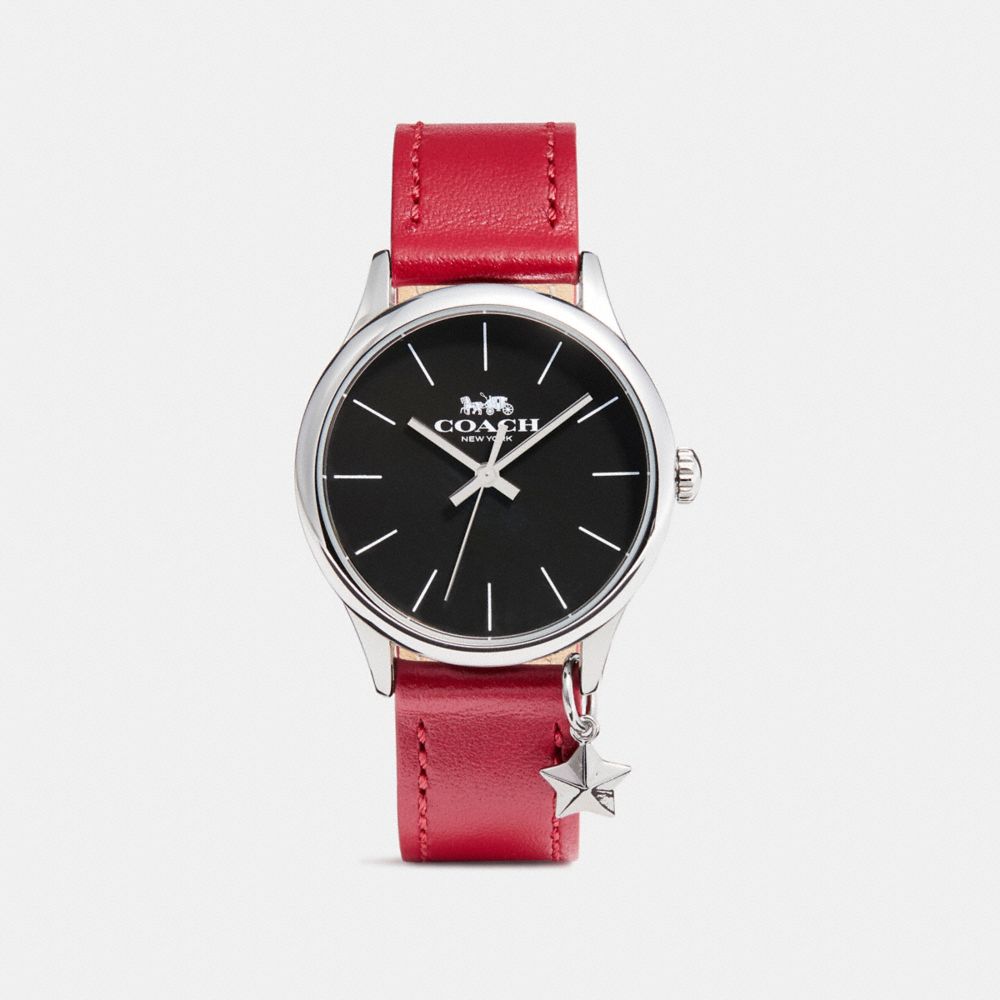 COACH W1549 - RUBY LEATHER STRAP WATCH RED/BLACK