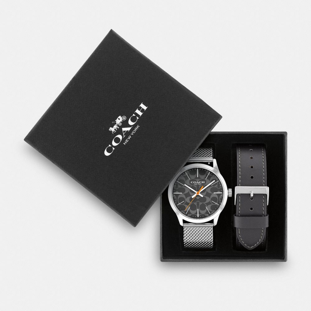 COACH W1681 Boxed Baxter Watch Gift Set, 39mm GREY