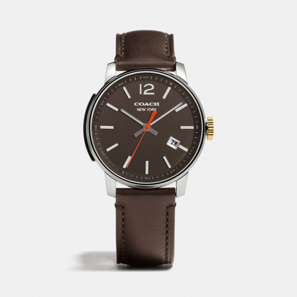 BLEECKER THREE HAND STAINLESS STEEL STRAP WATCH - w4000 - DARK BROWN