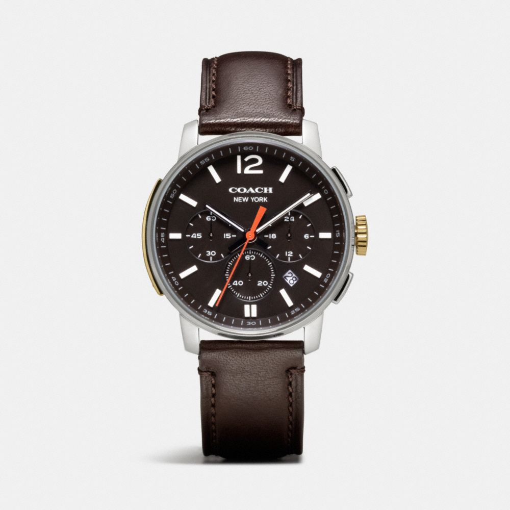 BLEECKER CHRONO STAINLESS STEEL STRAP WATCH - w4001 - DARK BROWN