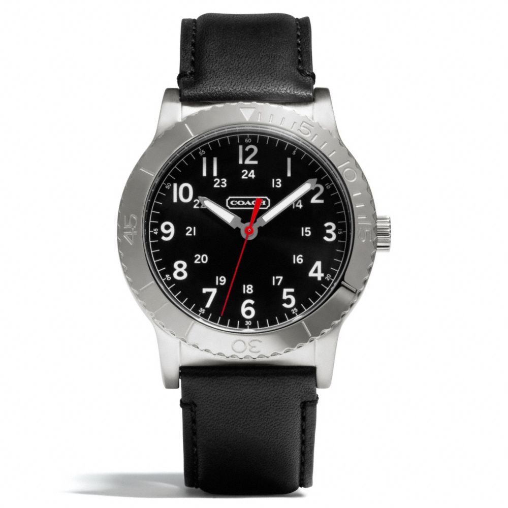 RIVINGTON STAINLESS STEEL LEATHER STRAP WATCH - w5001 - W5001BLK