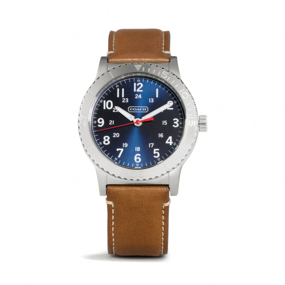 RIVINGTON STAINLESS STEEL LEATHER STRAP WATCH - w5001 - FAWN
