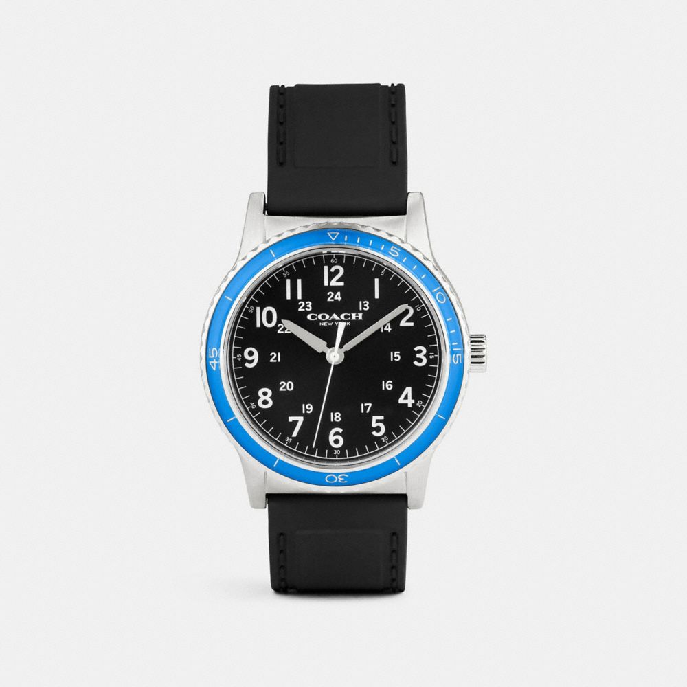 RIVINGTON STAINLESS STEEL RUBBER STRAP WATCH - w5015 - BLACK/AZURE