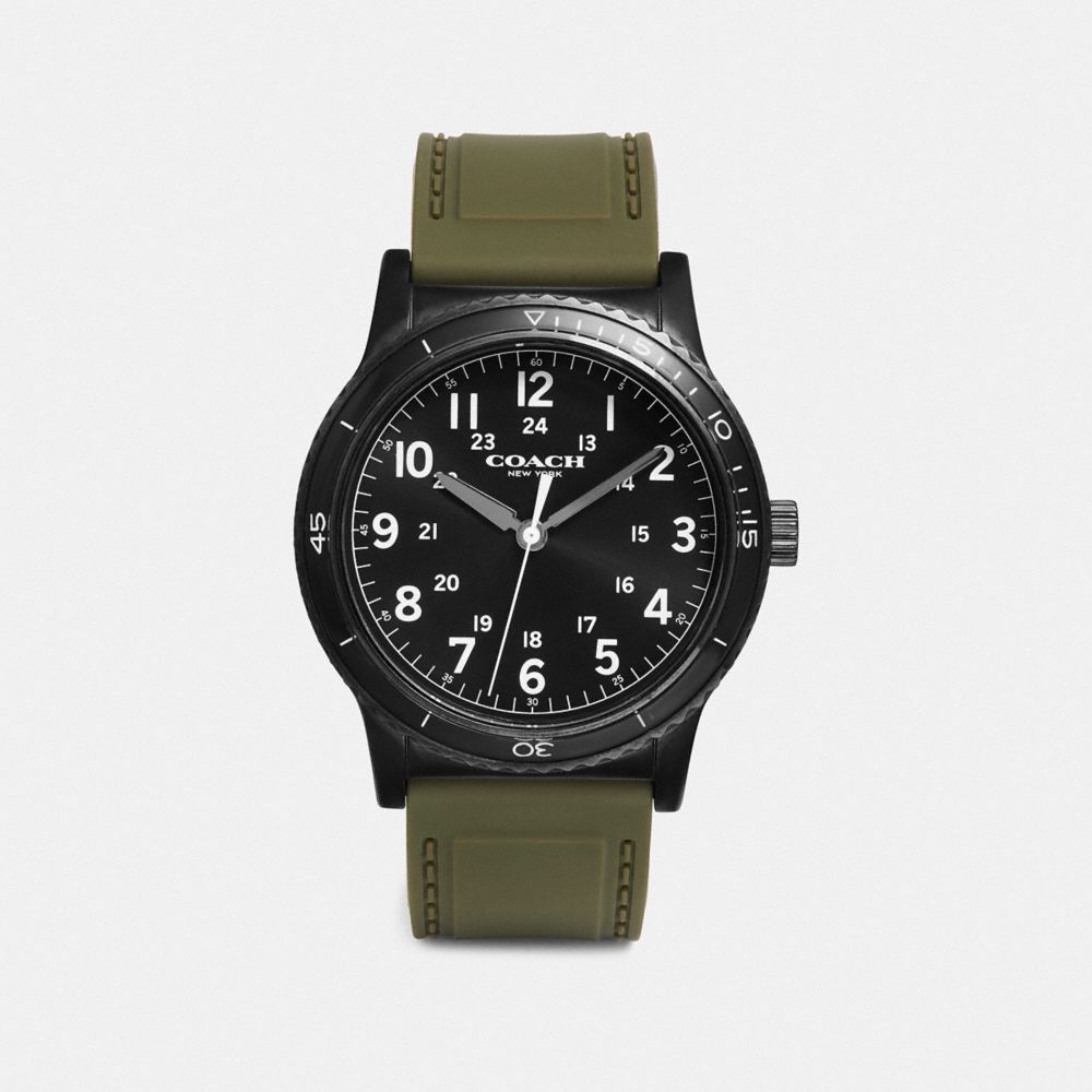 COACH W5016 RIVINGTON WATCH, 42MM MILITARY/BLACK