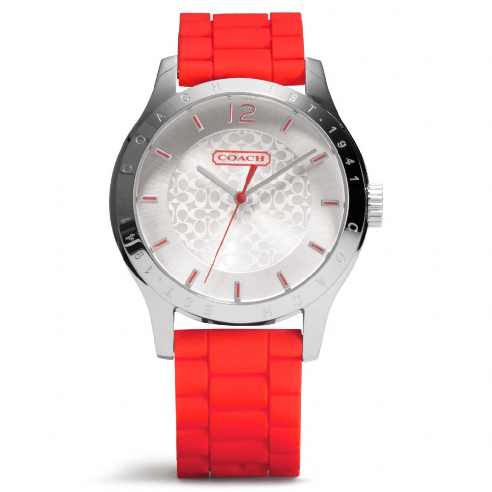 MADDY STAINLESS STEEL RUBBER STRAP WATCH - w6000 - VERMILLION